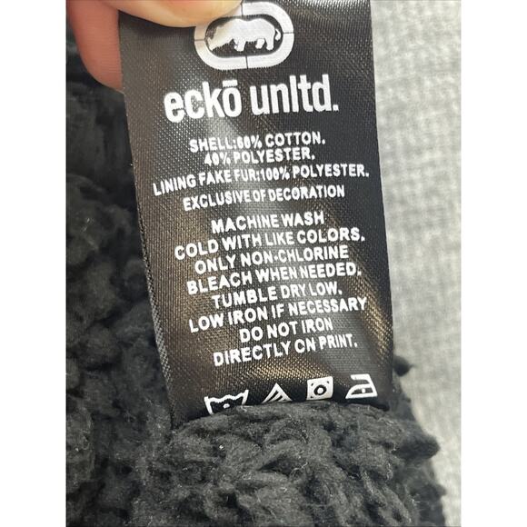 Ecko Unlimited Grey Zippered Hoodie/ Black Logo, Sherpa Lined, Soft, Size 3XL - Picture 9 of 13